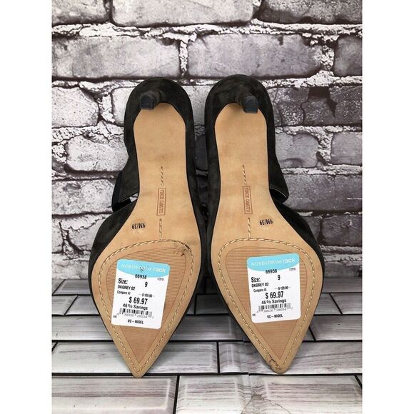 Vince Camuto Nigel Charcoal Gray Suede Elastic Pointed Toe Heels Women 9M US/39 - Picture 6 of 16